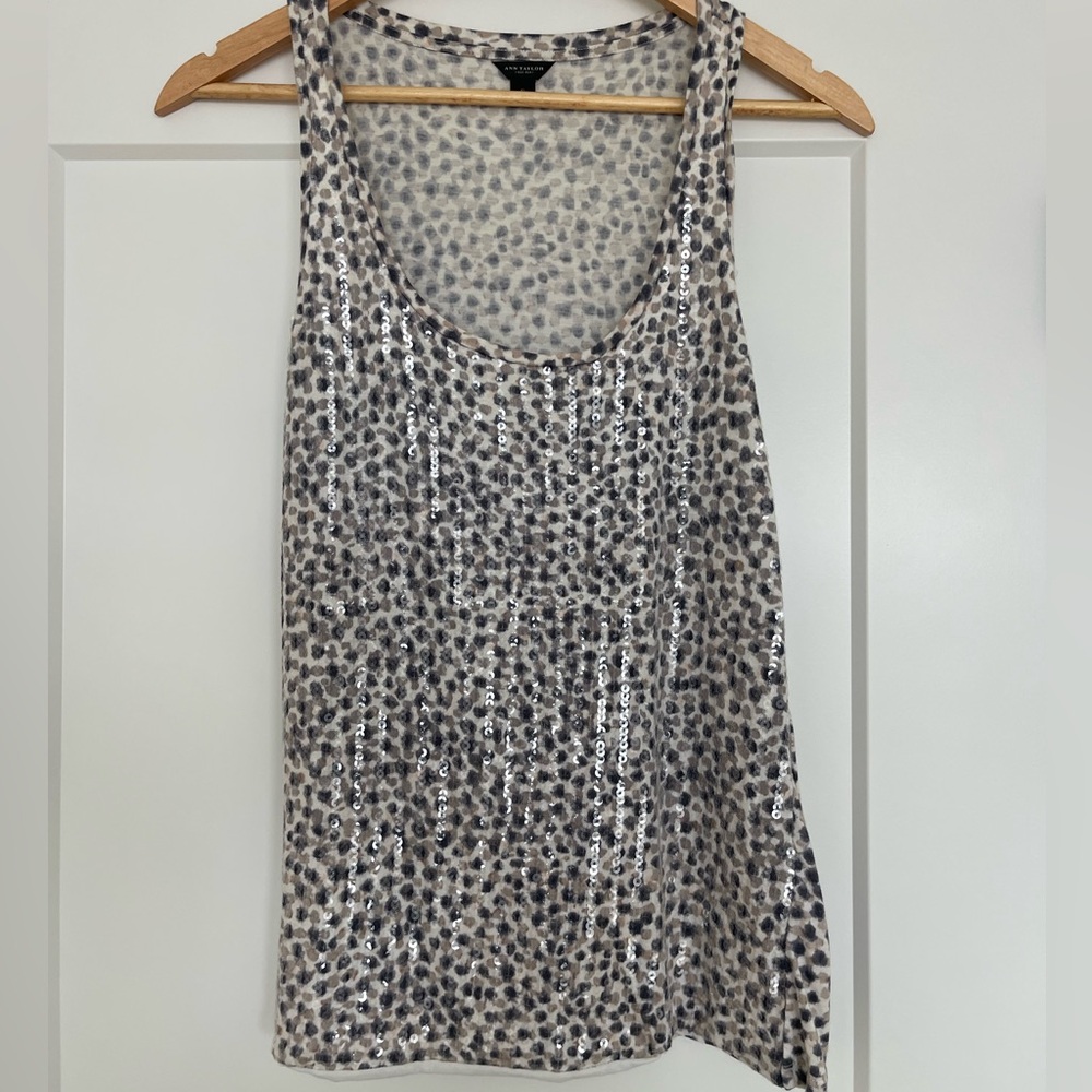 Ann Taylor animal print sequin top